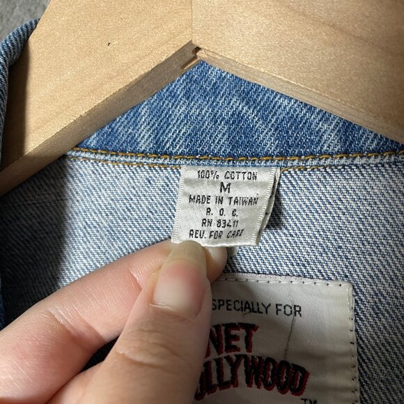 Vintage 90s Planet Hollywood Jacket Mens M Blue Denim Las Vegas Embroidered - Picture 10 of 10
